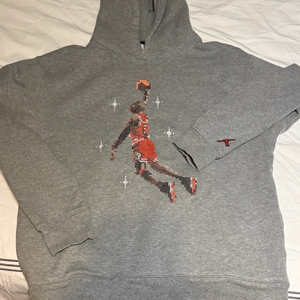 Jordan Gray and Red Graphic Men's Sweater